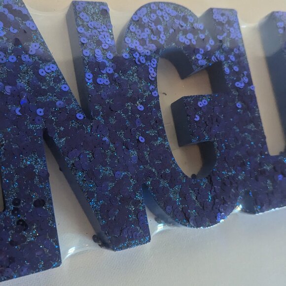 NWT Blue Sequin Glitter 'Jingle' Christmas Holiday Sign Decoration Home Michaels - Picture 3 of 7